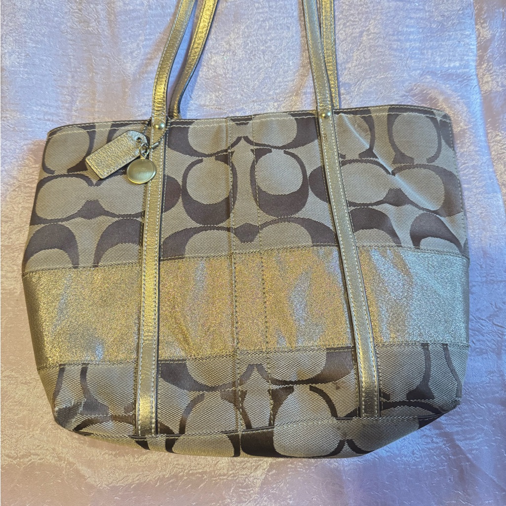 Vintage Coach Authentic Gold And Brown Signature C Tote